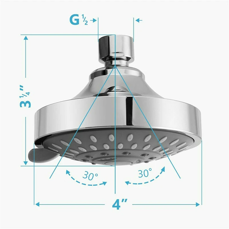 4 Inch 5 Modes High Pressure Shower Head Sprayer Adjustable Rainfall Shower Head Sprayer Bathroom Fixture Replacement Part