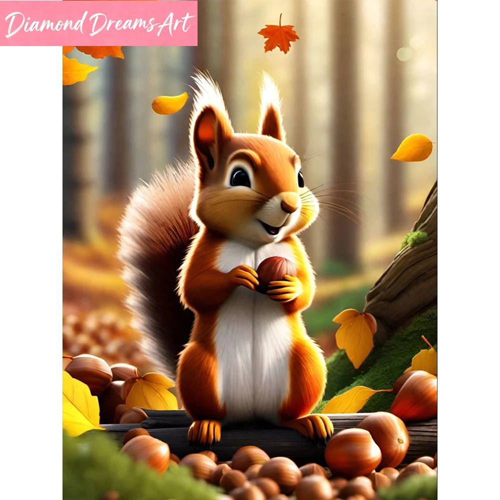Frameless,DIY Diamond Painting Set, Made Of Forest Squirrel'