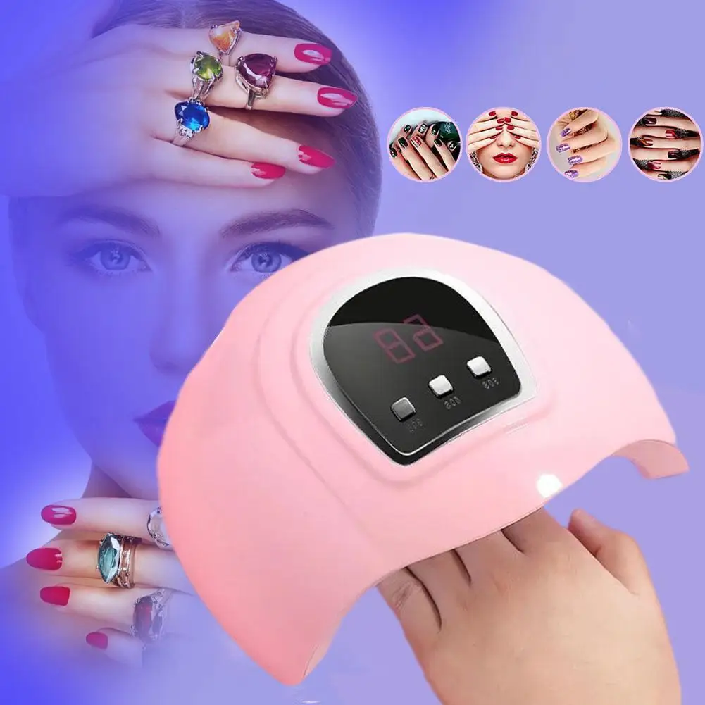 54w Nail Dryer Machine Portable Usb Cable Home Use Nail Lamp For Drying Curing Nails Varnish With 18pcs Beads Uv Led Lamp B9p7