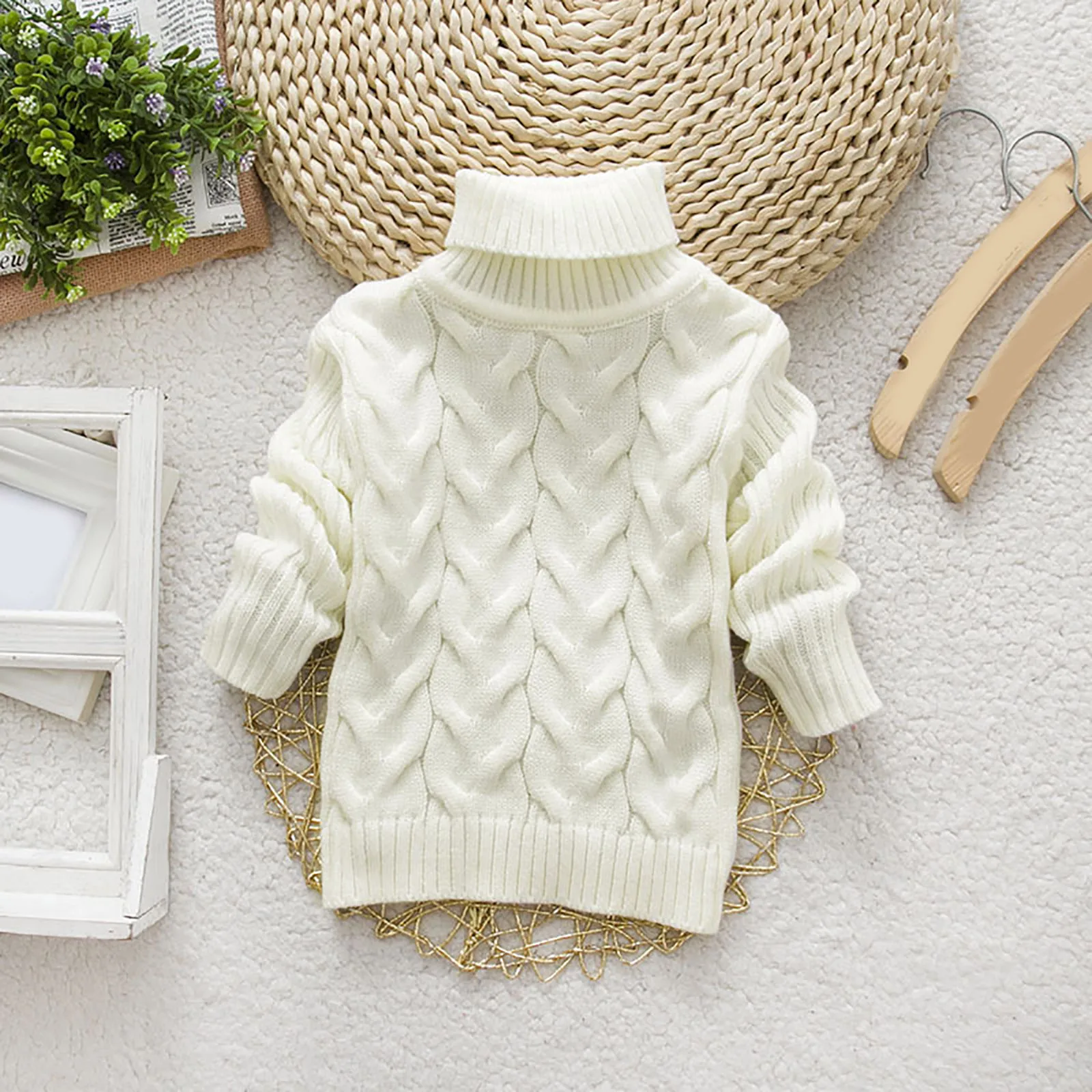 

Toddler Boys Girls Winter Sweater Solid Color Turtleneck Knitted Top Children'S Stretch Shirt For Babys Outwear Clothes 2024 Hot