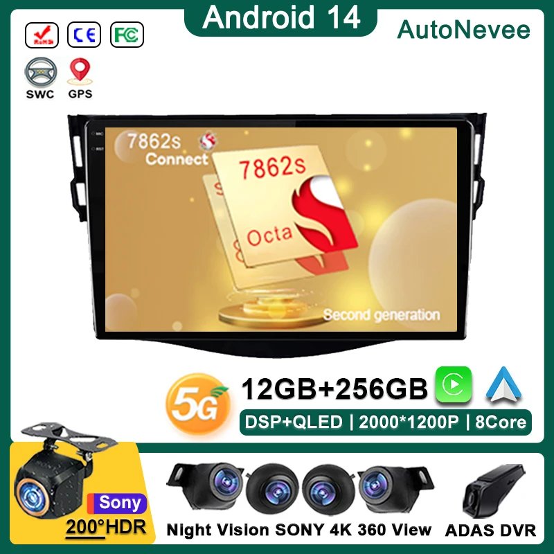 

Мультимедиа Android 14 для Toyota RAV4 3 XA30 2005-2013 Автомобильный плеер GPS Стерео навигация Авто Радиоэкран без 2Din Головного устройства