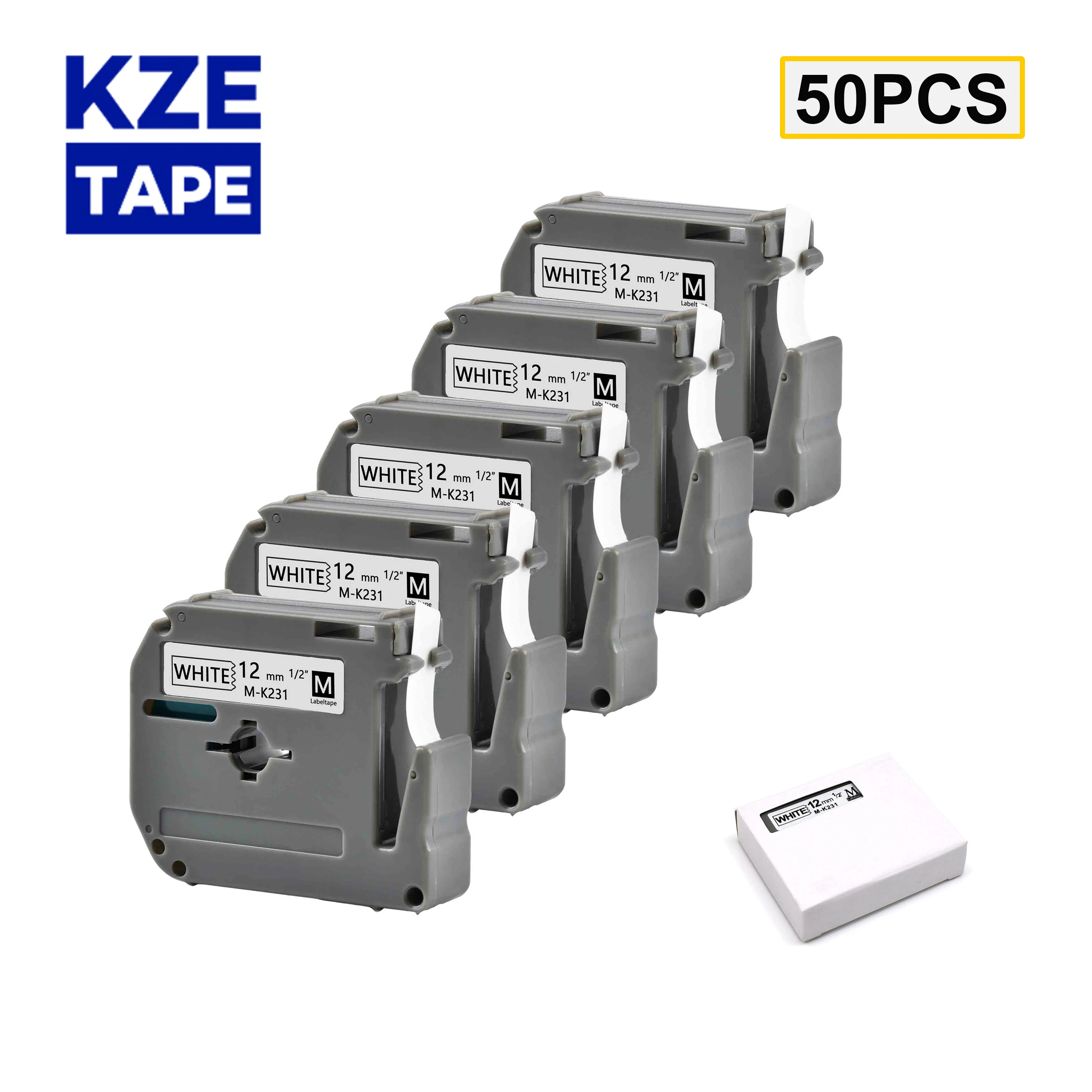 

KZE 50PCS 9m/12mm MK-131 Choose color label tapes M-K131 MK131 mk-131 Compatible brother p-touch Label Printer for PT-80 PT-70