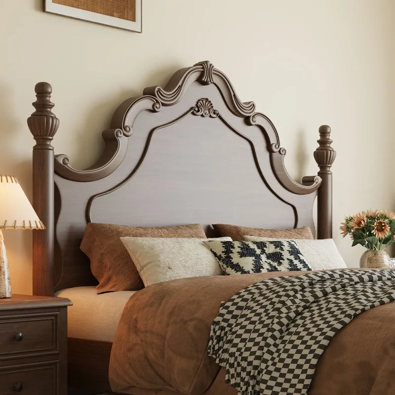 American bed, solid wood bed 1.8 meters master bedroom high-end atmosphere French retro bed, medieval double bed new