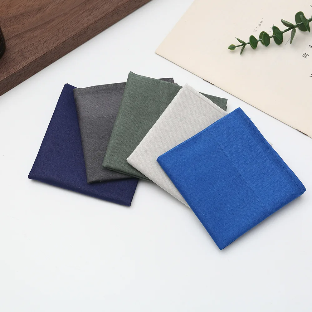 6pcs 40cm Pure Cotton Plain Handkerchief Combed Cotton Square Towel Thin Pocket Hanky Custom Logo Embroidery & Printing Gift