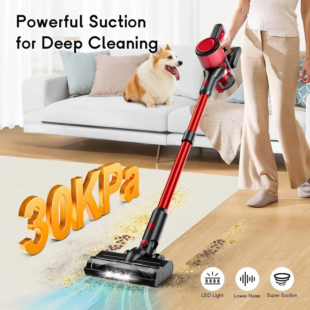 Lightweight 8-in-1 Cordless Vacuum Cleaner, 45 Mins Battery, Strong Suction, Anti-Tangle, Ideal for Pet Hair on Hard Floors and