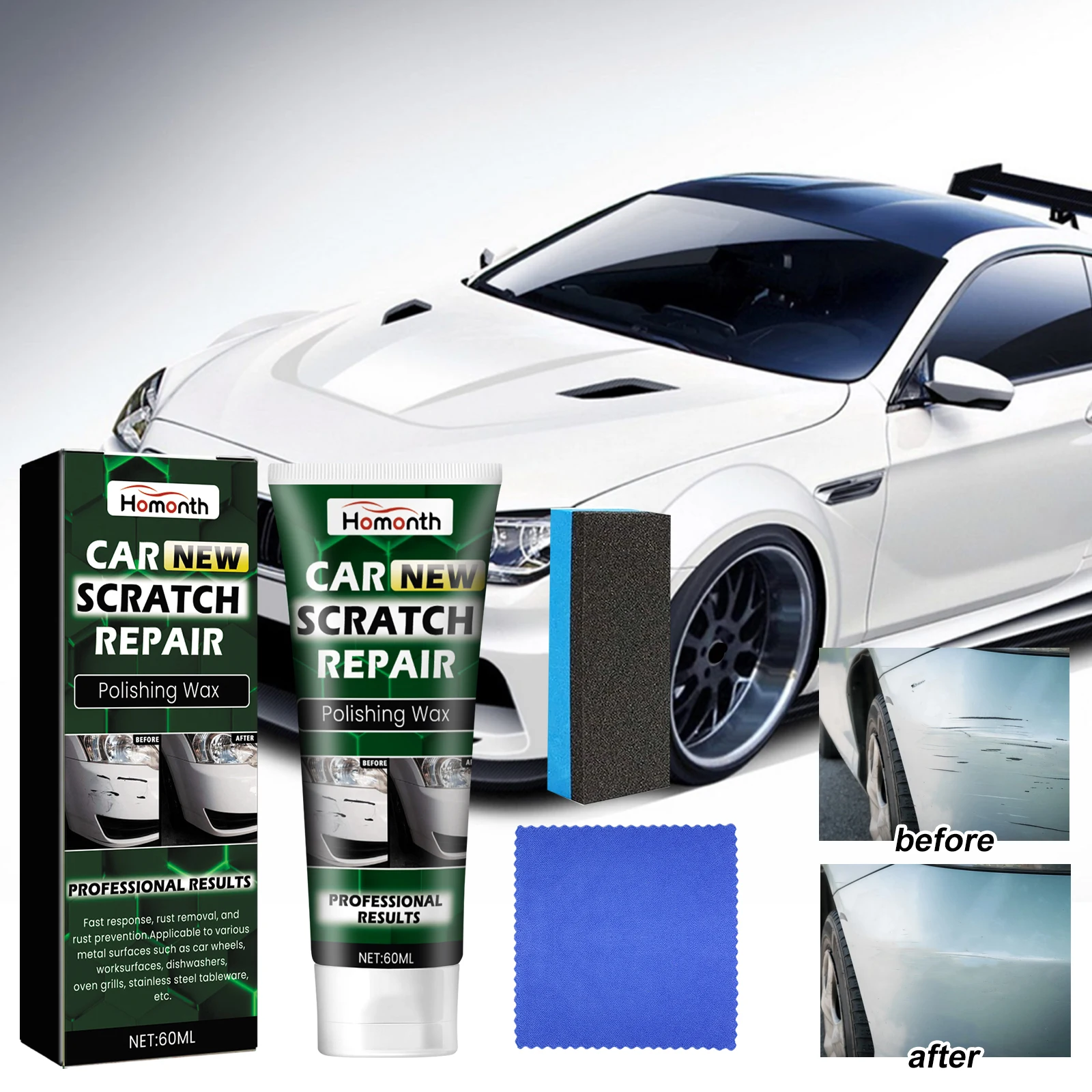 Homonth Car Scratch Polishing Cream Car Paint Scratch Repair Refurbishment Clean Paint Scratch Repair Scratch Care Cream