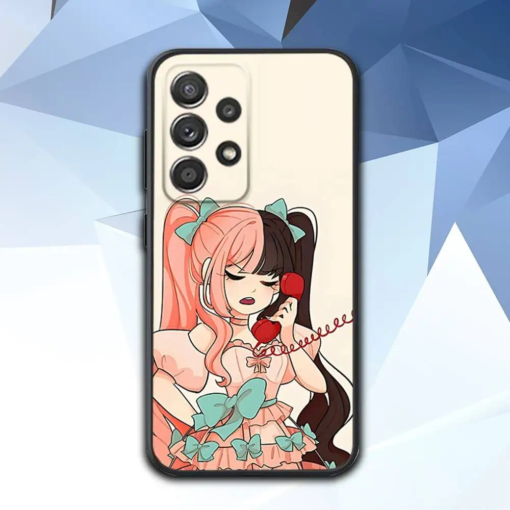 M-Melanie M-Martinez Capa de telefone para Samsung S 25,24,23,22,30,21,10,9,Ultra,Plus,Lite,FE,4,5 G Capa preta macia