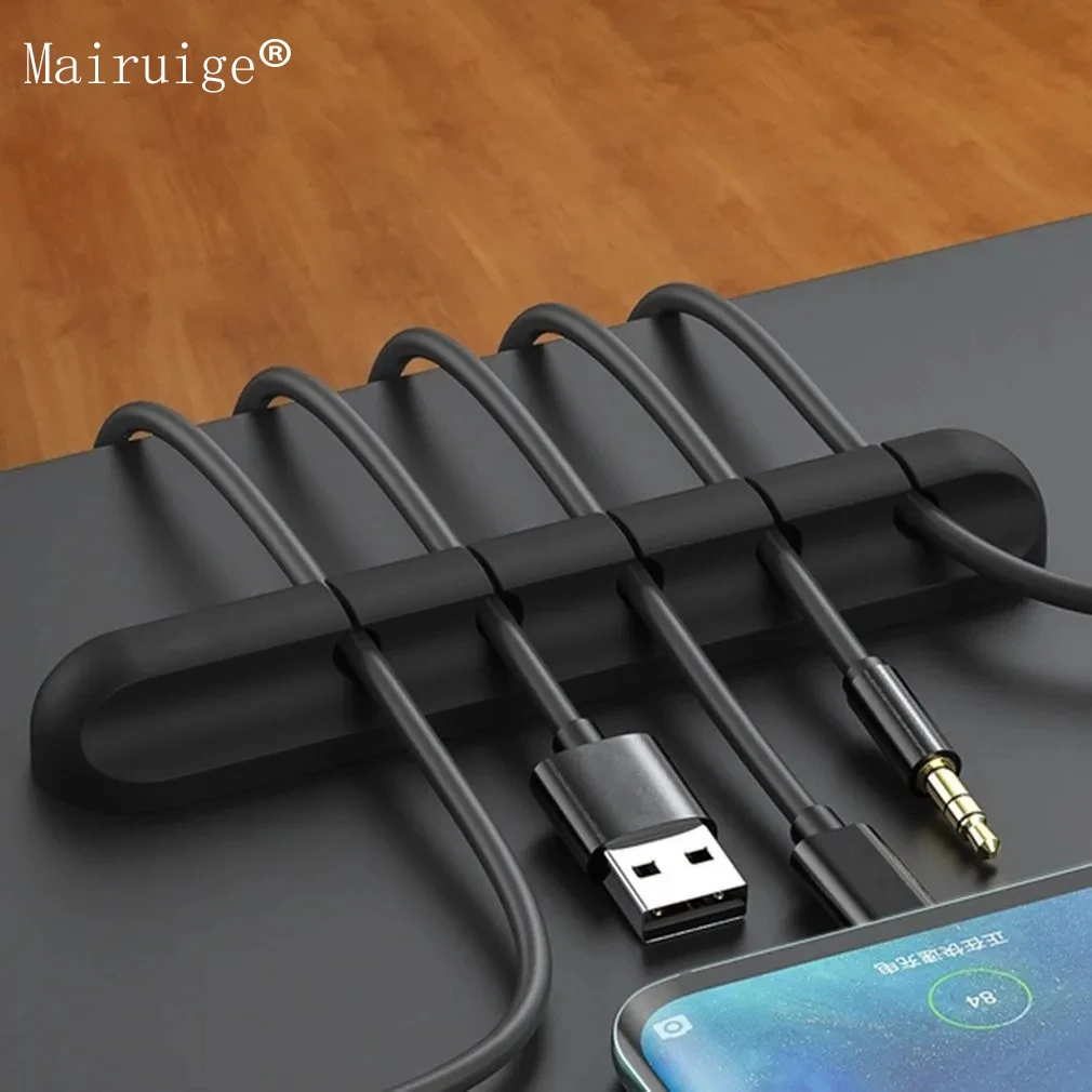 L16 Cable Organizer 5 Hole Silicone USB Desktop Management Clip Holder for Web Mouse Headset Wire Organizer