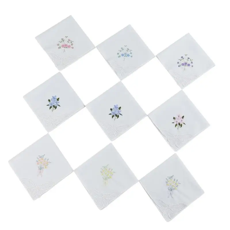 39bb-juego-9-panuelos-algodon-con-borde-mariposa-delicado-borde-encaje-para-bodas-ocasiones-especiales