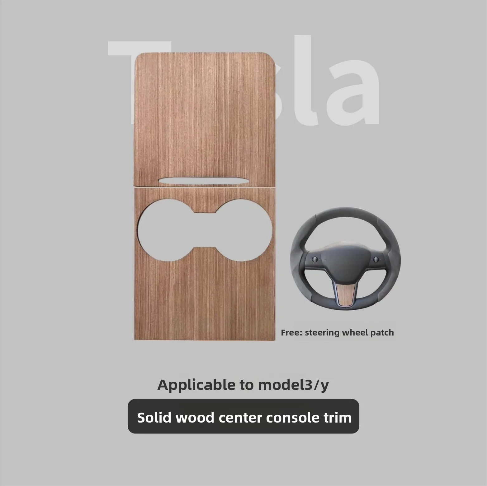 

Solid wood central control panel adapts for Tesla Model3/Y sticker decorative patch wood grain