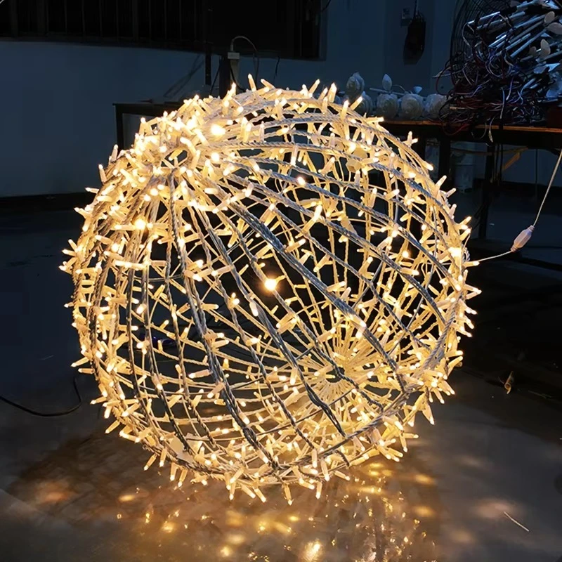 600 Light Emitting Diode 3D Pattern Outdoor Ball Light RGB Purple Launch Christmas and Easter Decoration IP65 Rated for Home