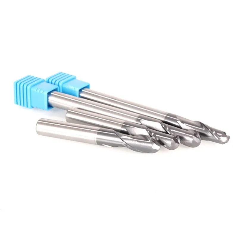 ROMTIC-Fraise en bout à billes à 2 cannelures, carbure d'acier au tungstène, revêtement de caractéristique noir, usinage mécanique CNC, fraise en bout spéciale, HRC65