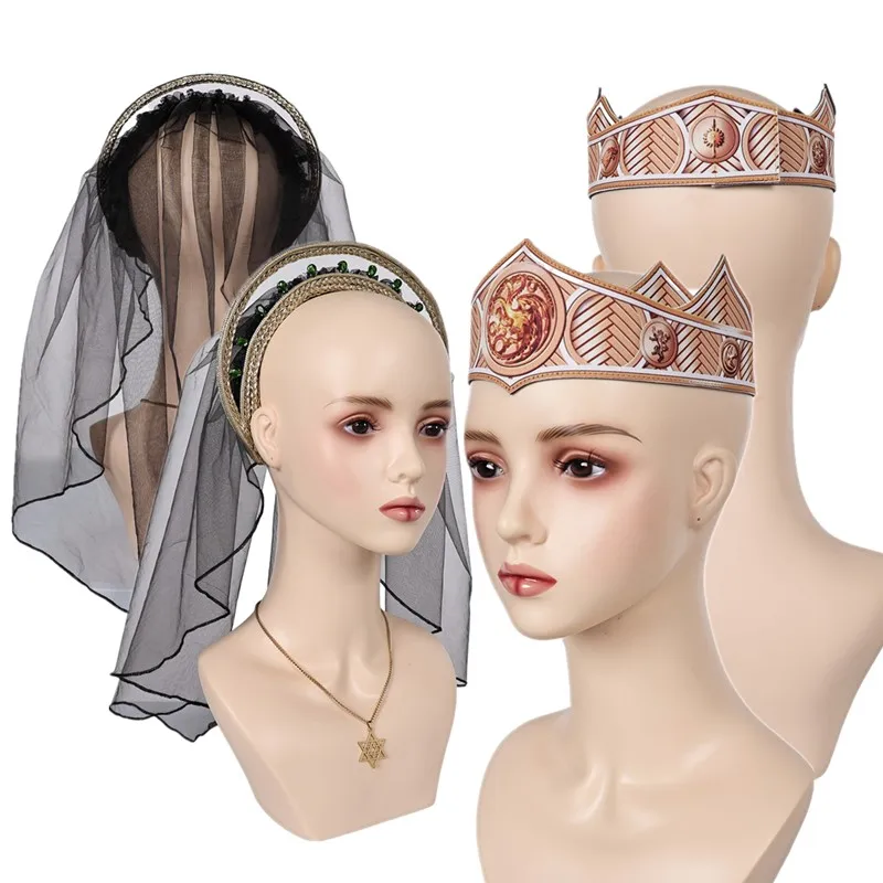 Adult Alicent Cosplay Hightower Veil Necklace Roleplay Headband Women Halloween Carnival Costume Accessories Prop Gifts