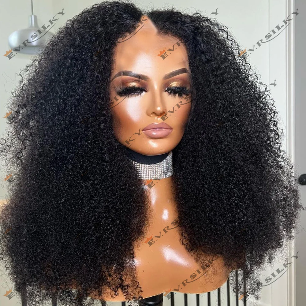 Afro Kinky Tight Curly V Part Wig Jet Black Brown 100% Human Hair Indian Remy U Part Cheap 4a 4c Wigs No Leave Out 250Density