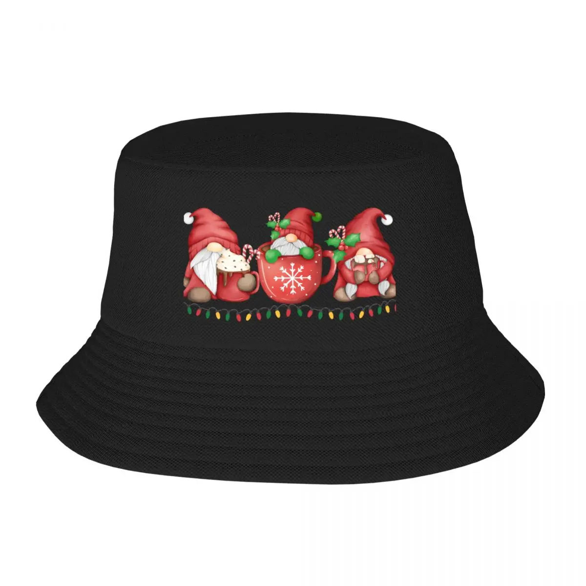 Christmas Coffee Gnomes T-Shirt and Apparel Bucket Hat Golf Hat Man Rugby Hats Man Women's