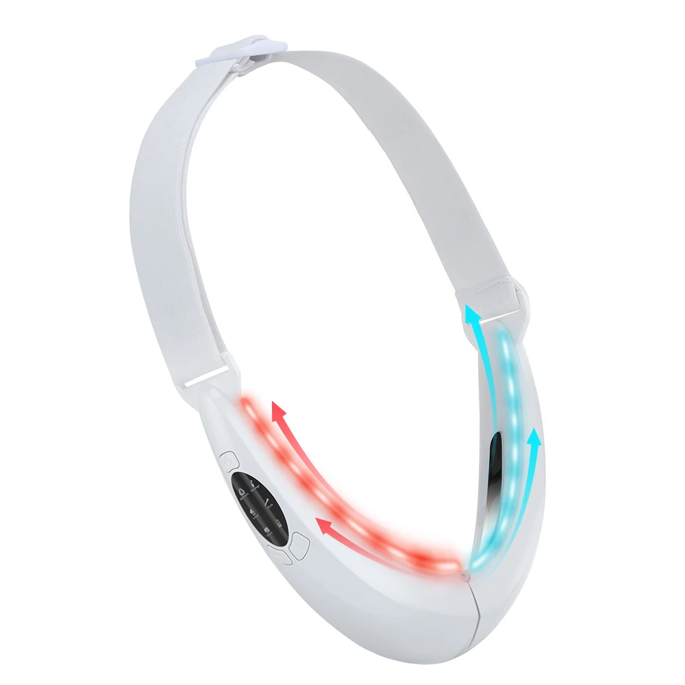 Electric V-Line Up Face Lifting Belt 5 Mode LED Photon Therapy Face Slimming Vibration Massage Face Lifter V Face Massage Device