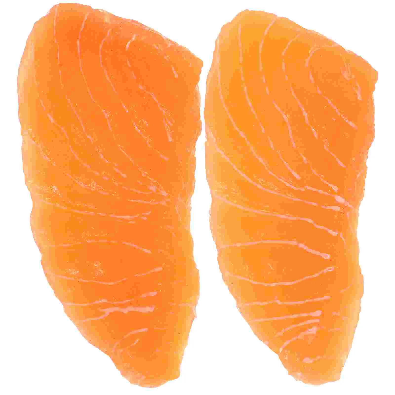 

2 Pcs Artificial Imitation Salmon Fillet Fish Tank Decorations Fake Model Plastic Miss