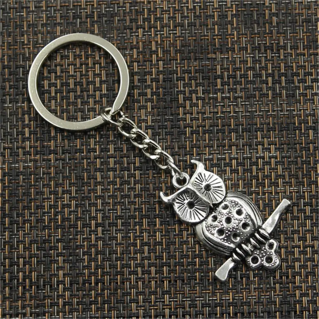 Nowe mody brelok 40x31mm sowa stojący oddział wisiorki DIY mężczyźni kolor srebrny brelok do kluczyków do samochodu uchwyt pierścieniowy pamiątka na prezent — zdjęcie 4