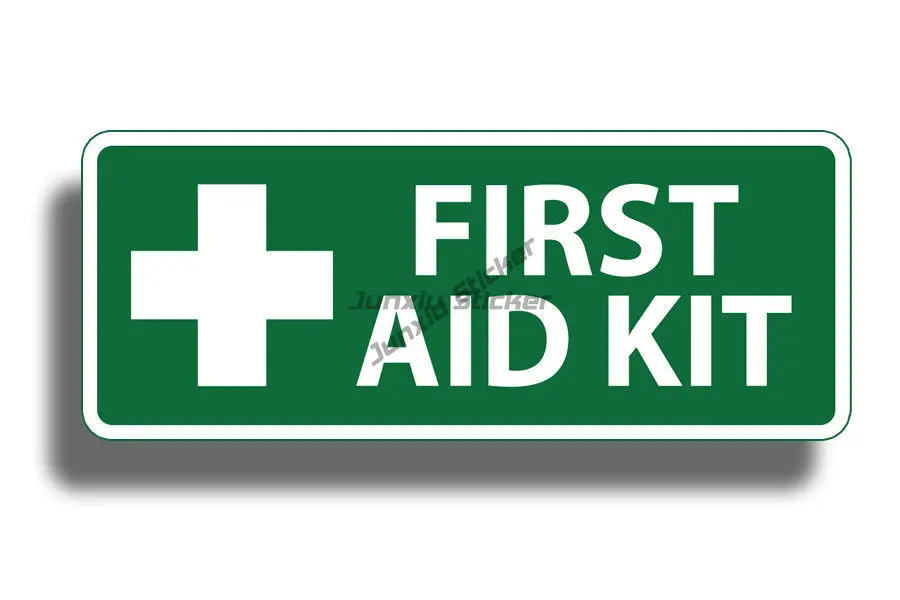 Green First Aid Stickers First Safety Alert OSHA Rescue Kit Red Cross Emergency DIY Scratch Proof Sunscreen