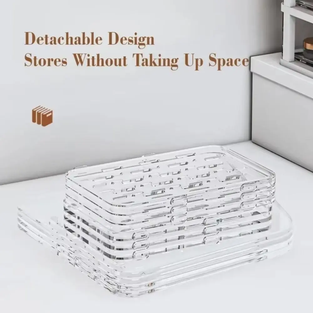 Durable Acrylic Transparent Book Stand 3-Section Portable File Organizer Storage Filing Box Magazine Rack Document Organization