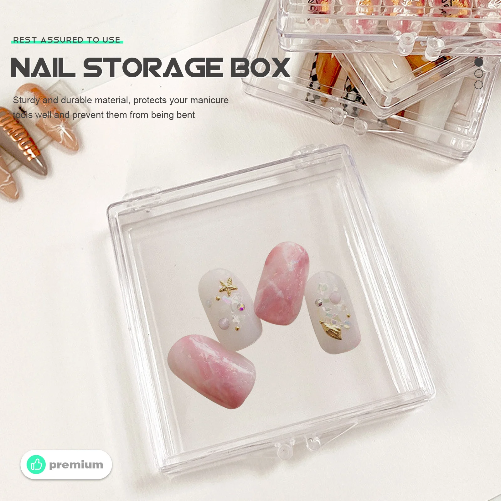 

12Pcs Nail Pieces Storage Box Transparent Lid Durable Plastic Organizer for Salon Workbench Countertop Manicure Tools Holder