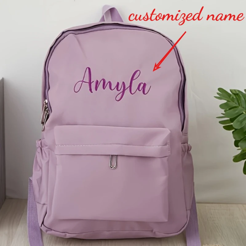 Customized Name Personalized Nylon Backpack Lightweight Practical Bag, Ideal Gift for School Season Daily Use Outdoor Activities