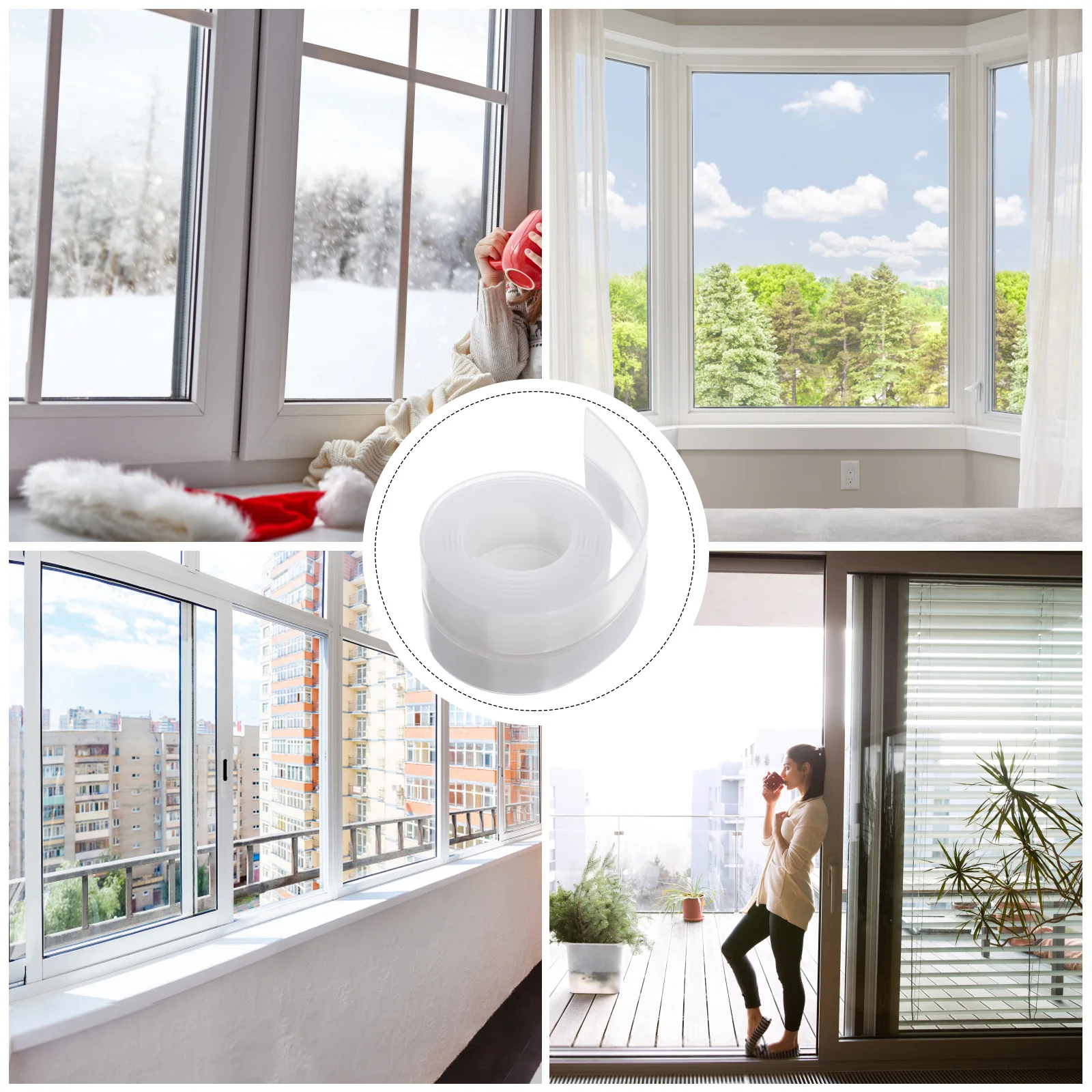 

2Pcs Door Window Silicone Seal Strip Bottom Weather Stripping Windproof Soundproof Cold Weather Strip