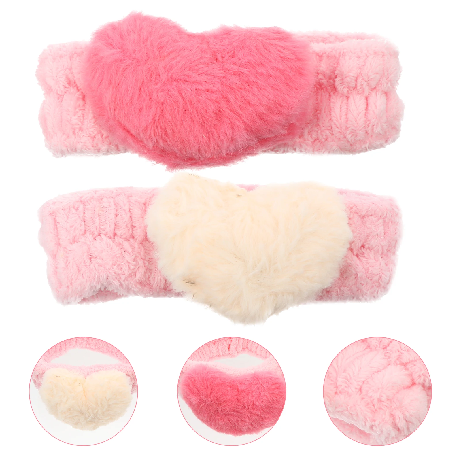 

Coral Fleece Bands Elastic Headbands for Women Girls Washing Face Shower Spa Heart Design One Size Fits Most