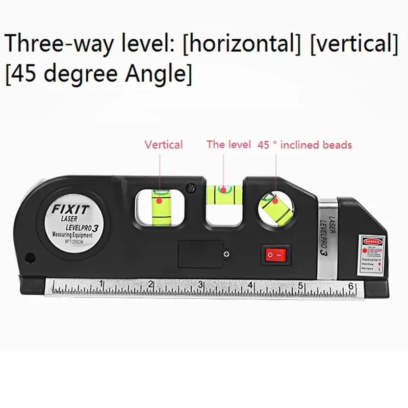 Laser Levels Measure Tape Multipurpose Laser Horizon Vertical Measure Aligner Standard Metric Ruler High Precise Measuring Tools