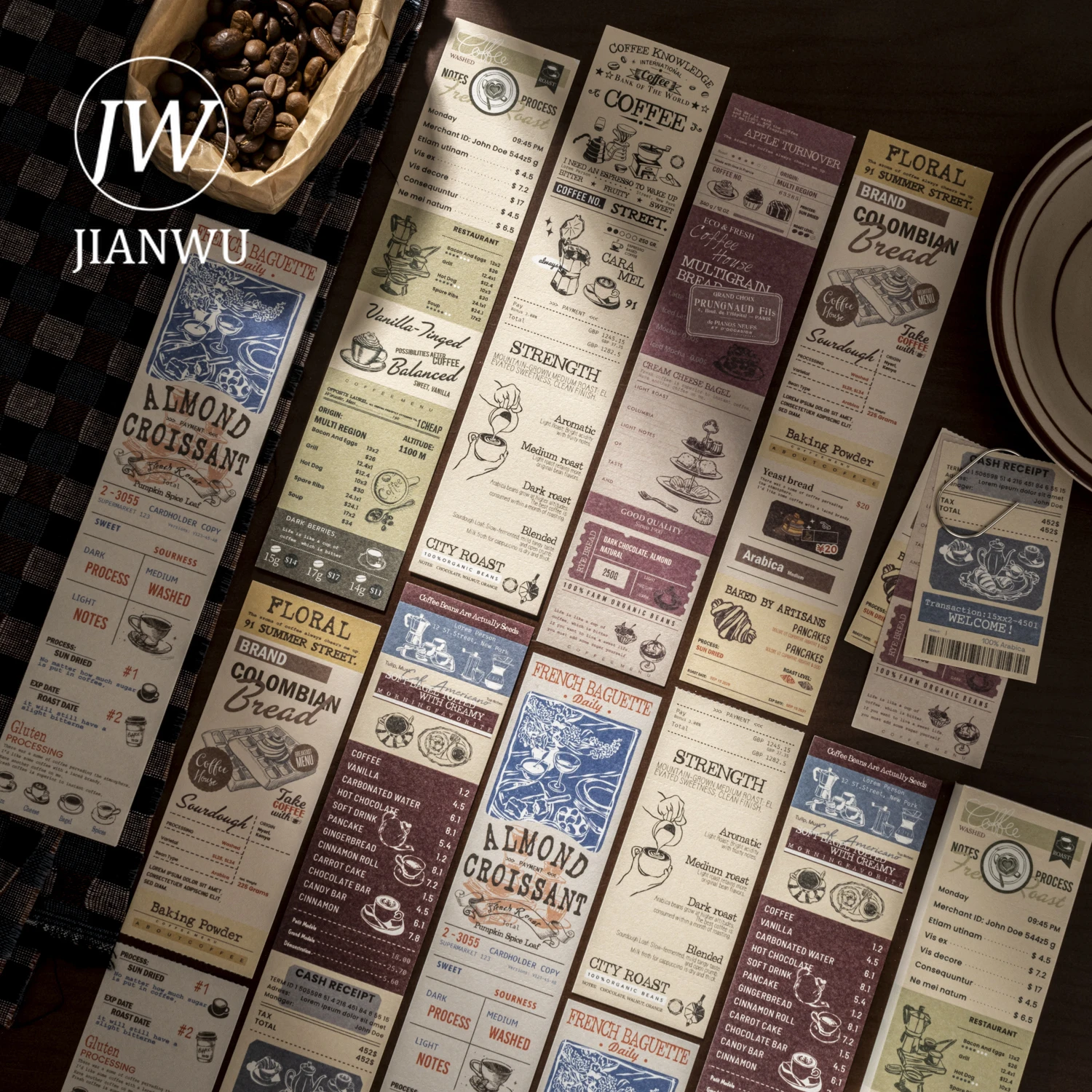 JIANWU 컵 오브 커피 이즈 무드 시리즈 빈티지 영어 라벨 풍경 소재 콜라주 메모 패드 창의적인 정크 저널 문구류