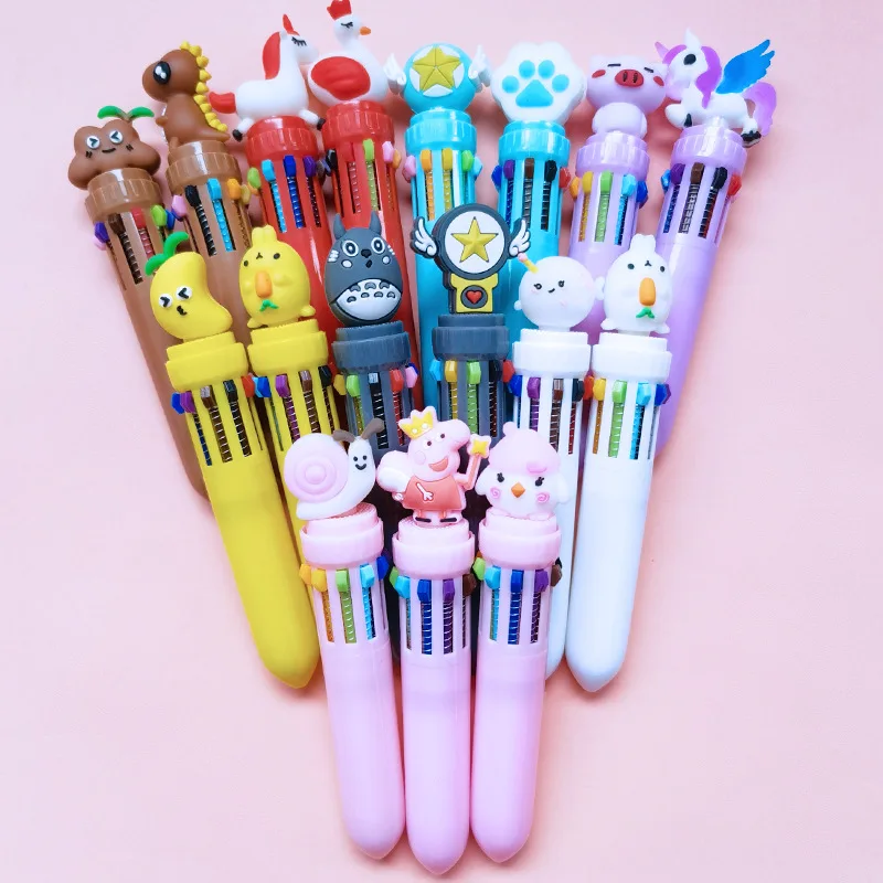 canetas esferograficas multicoloridas para estudantes graffiti marker desenhos animados bonitos animal kawaii imprensa papelaria escolar 10 pcs lote 01