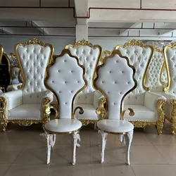 Factory direct sales stainless steel gold high back groom and bride master chair wedding banquet party armrest chair