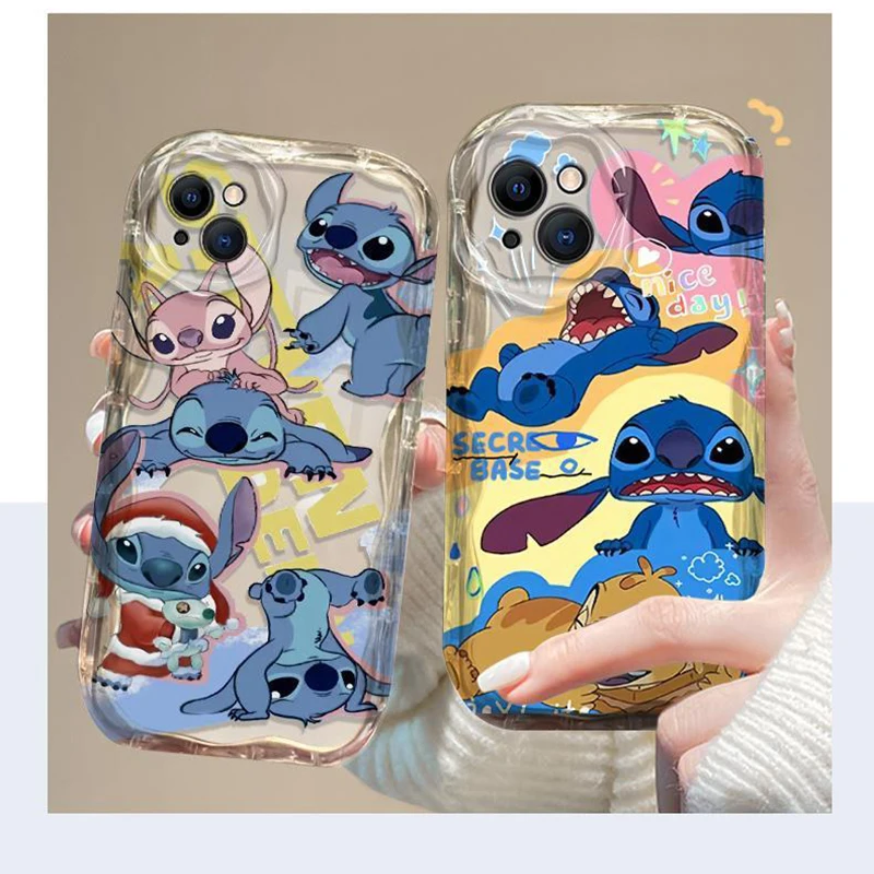 Disney New Stitch Comfortable Clear Phone Case For iPhone 15 14 13 12 11 Pro Max XR XS X 12 13 MINI 7 8 Plus Y2K Anti Fall Cover