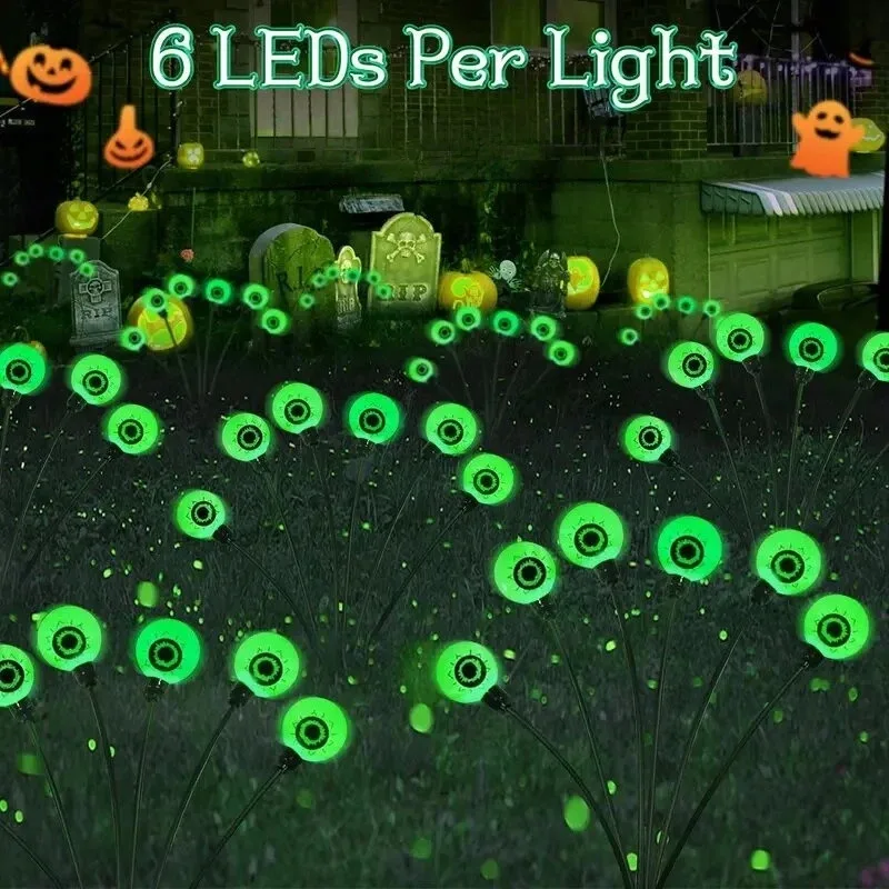 

Solar Powered Halloween Eyeball String Lights with Ground Stakes - SpookyOutdoor Garden Party Decor for Halloween & Christmas
