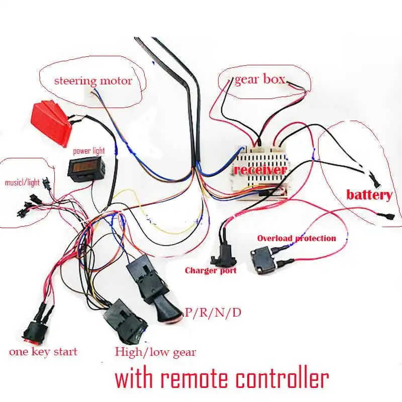 Wellye bambino auto elettrica accessori fai da te fili ricevitore telecomando auto giocattolo set completo di parti per bambini giro su 12V 2.4G