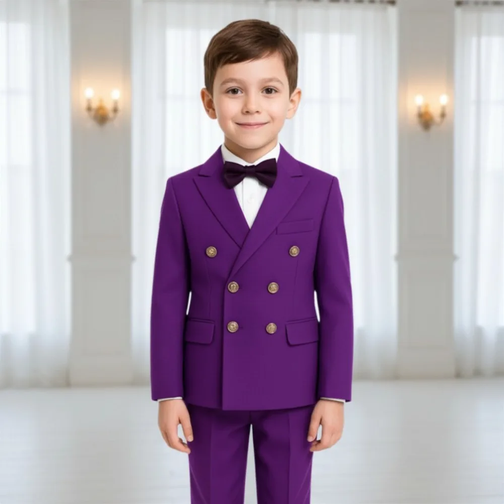 Zweireihiger Formeller Hochzeitsanzug für Jungen, Jacke mit Hose für Geburtstagsfeier, Zeremonie, Bankett, Luxuriöser Smoking, 2-teilig