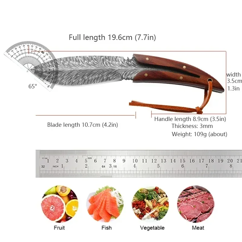 Sharp Laser Damascus Knife Handmade Blade Stainless Steel Fishing Knife Cut Meat Cleaver Butcher Knife Slaughter Slicing Knives