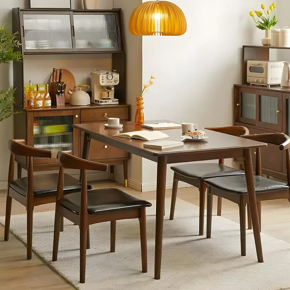 كرسي مكتب، كرسي مكتب خشبي مع جلد PU منجد، كرسي كمبيوتر، كرسي طعام حديث، كرسي طعام منتصف القرن، خشب أ #3