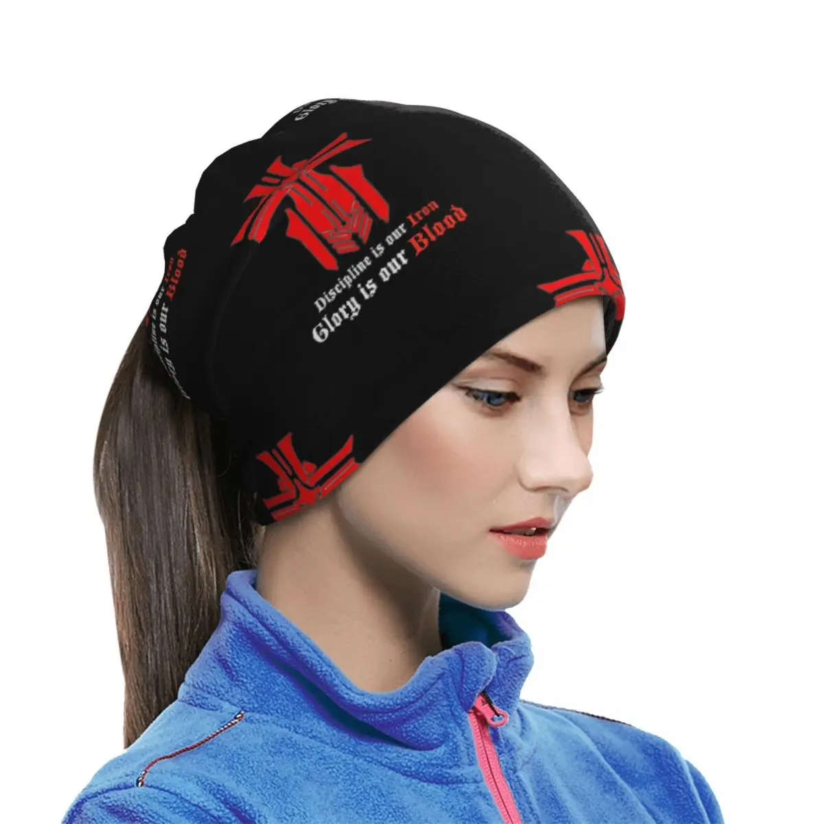 Azur Lane-Iron Blood Logo With Slogan Black Multifunctional Elastic Neck Gaiter Wind Proof Face Cover Bandana Unisex