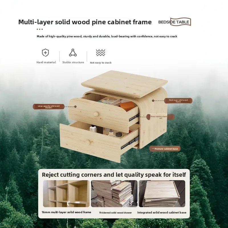 All solid wood small bedside table Italian bedroom bedside storage cabinet