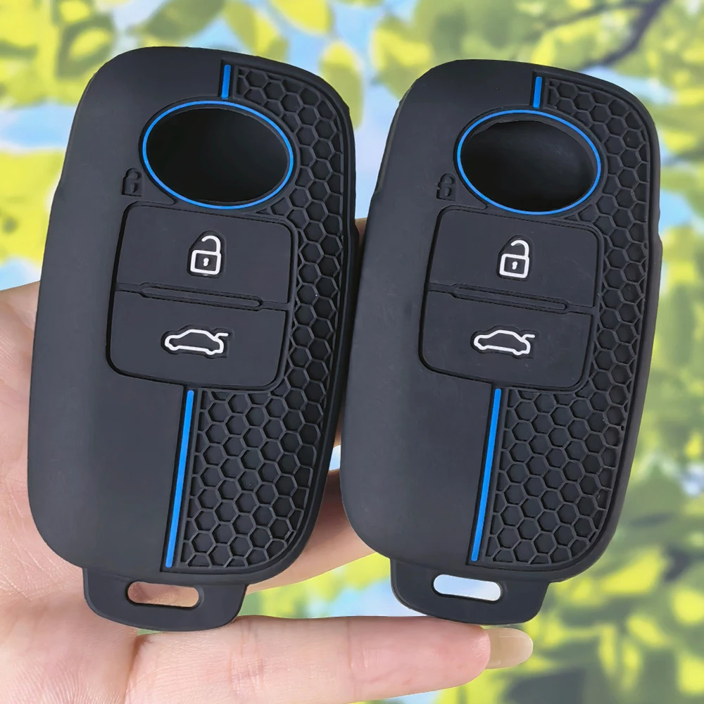 Stylish Blue Line Silicone Flip Key Cover, Shockproof Protective Case For Toyota Raize Daihatsu Rocky Flip Car Remote Key