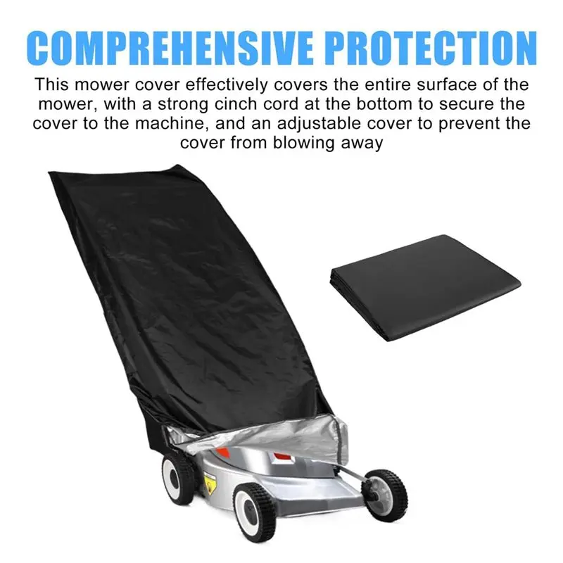 J1UL1N 1 Pcs Push Mower Cover Outdoors Heavy Duty Polyester Oxford Waterproof Lawn Mower Cover Black Uv, Dust, Wind Protection