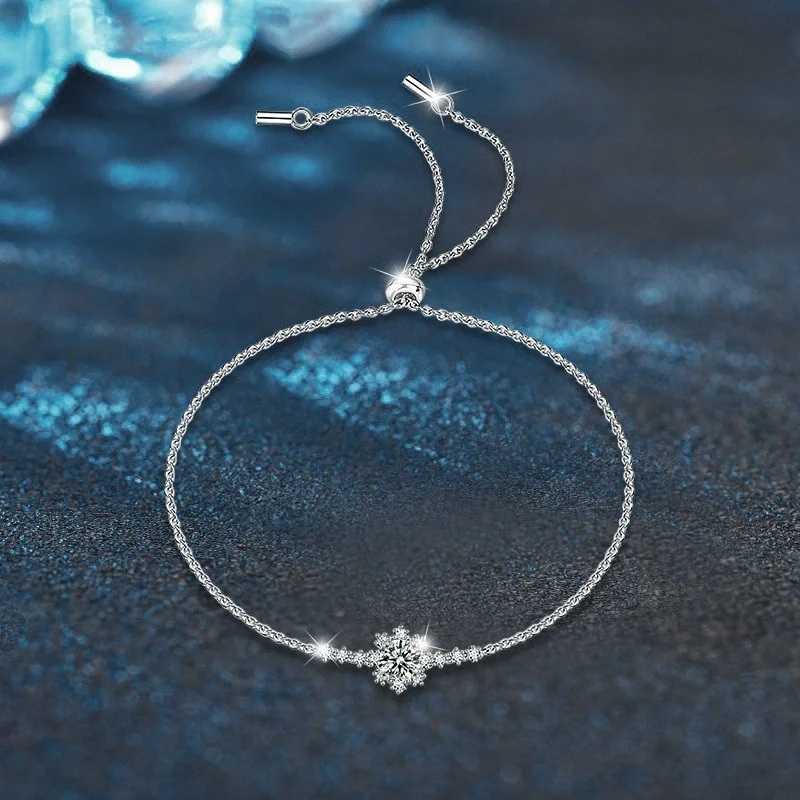 

ZFSILVER модный классический браслет из серебра 925 пробы с муассанитом и снежным цветком для очаровательных женских аксессуаров, роскошные ювелирные изделия, подарок XRZ017