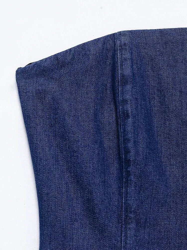 Moda Donna Sexy Dimagrante Guaina Corsetto Abito Denim Vintage Street Style Semplice Blu Scuro Indietro Zip Abito Lungo 2025 Primavera ed Estate Europa e Stati Uniti nuovi abiti da festa casual