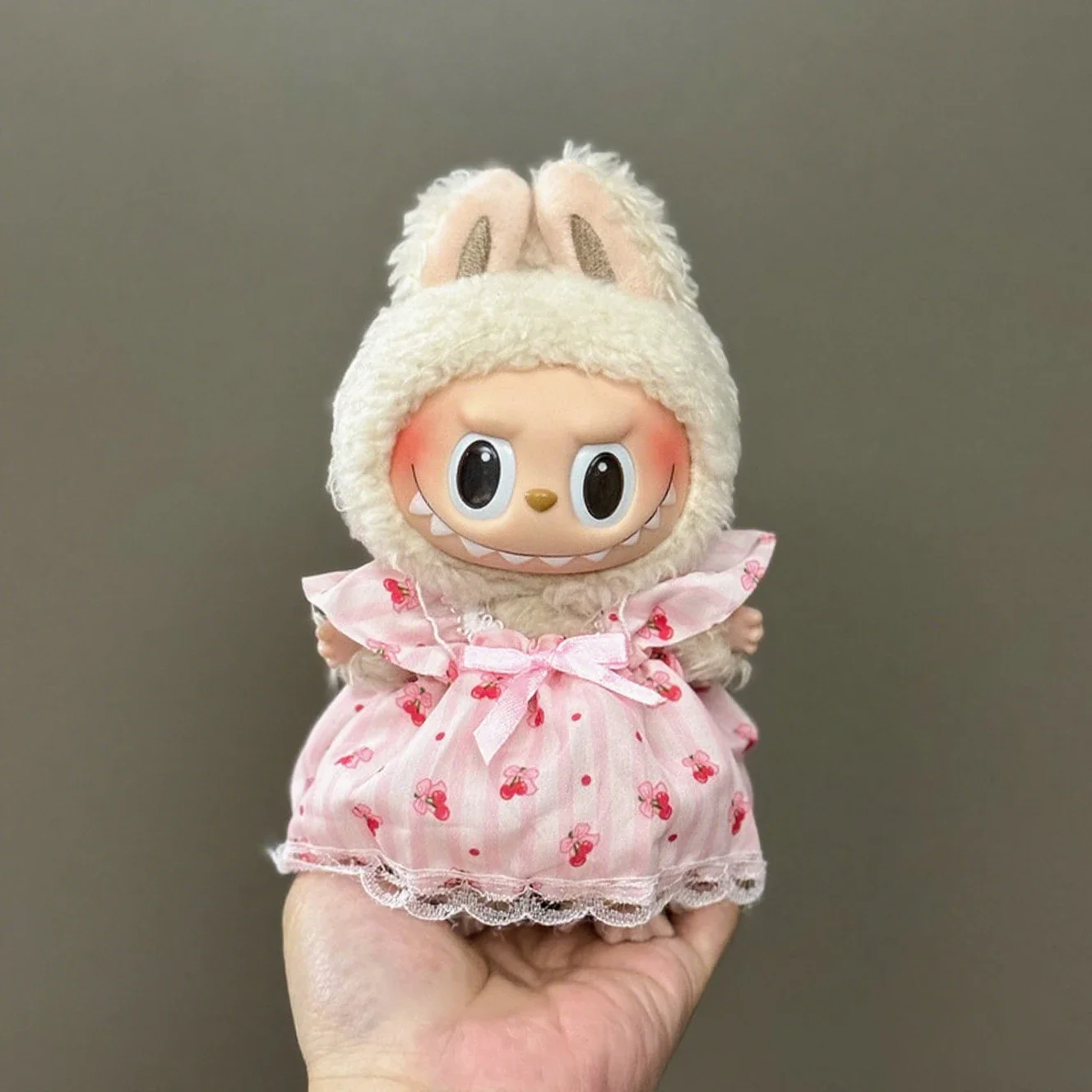 3.0 라부부 의상 꽃무늬 드레스 여름옷 15/17cm 인형용 니트 화이트 반짝이 머리띠 액세서리 소녀 선물