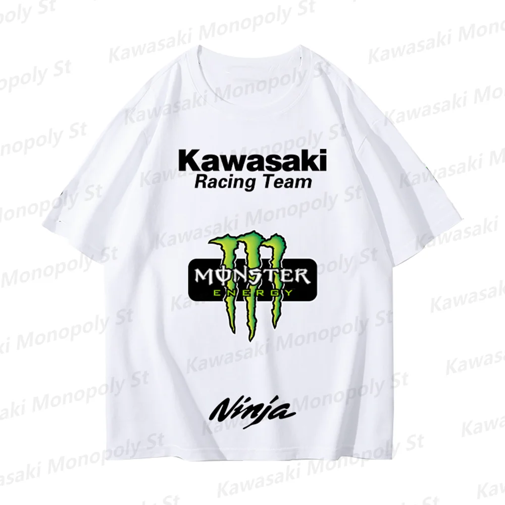 New Men Kawasaki Motorcycle Summer Cycling Suit T-Shirt Team Racing Suit Heavy Locomotive Boy O-Neck T-Shirt KID/Adult Cotton To