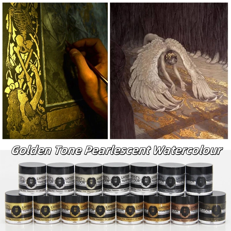 Golden Tone Pearlescent Watercolour Mica Pigment Metallic Pearl Water Colour Paste Metallic Powder Pigments Watercolour Paints