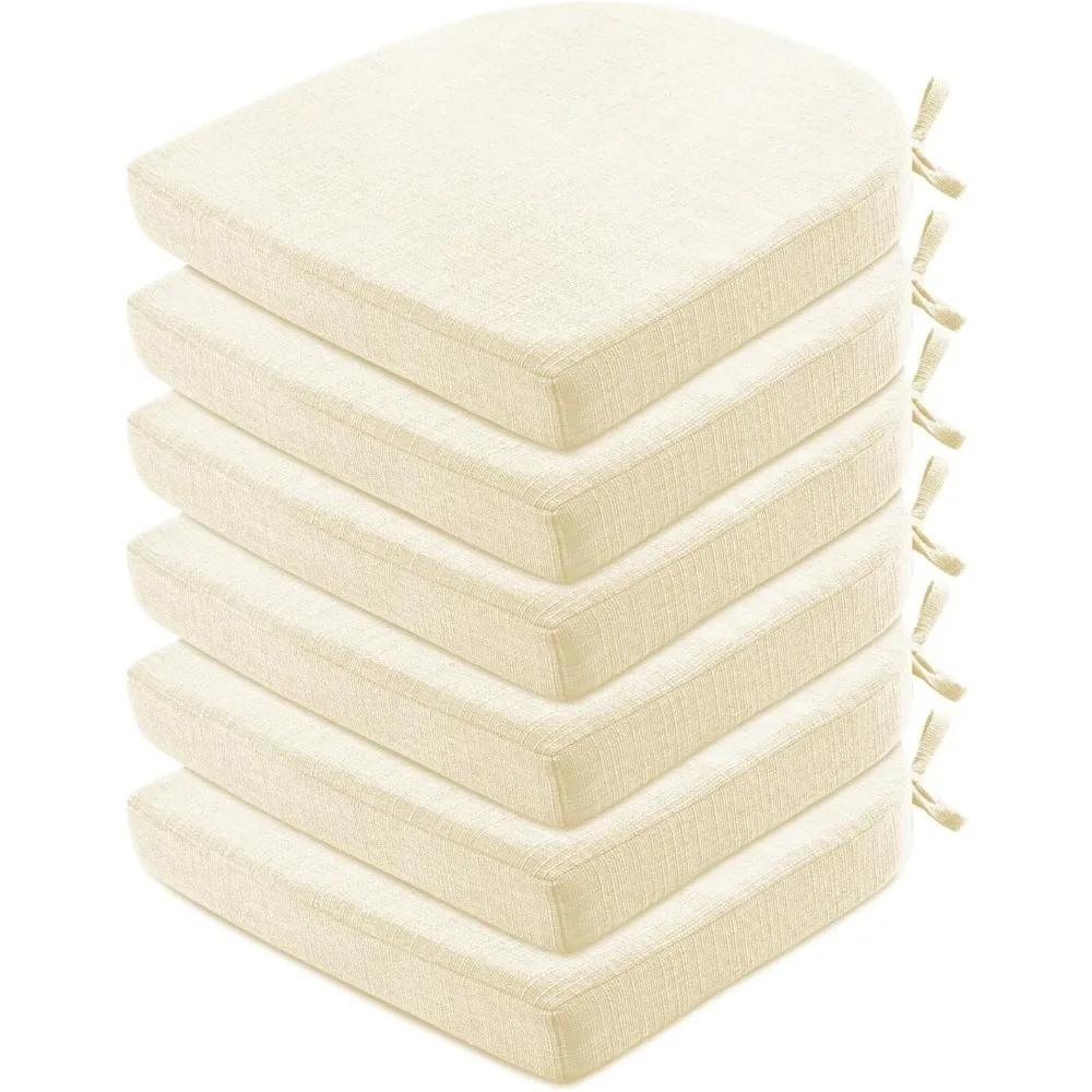 

Chair Cushions for Dining Chairs 6 Pack - Kitchen Chair Cushions with Ties and Non-Slip Backing - Dining Chair Pads 16"X16"X2"