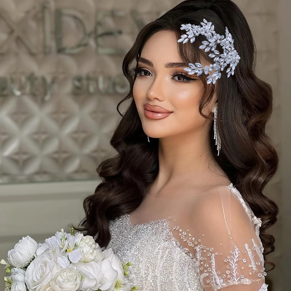 

DZ297 Rhinestone Bride Headdress Fashion Woman Headpiece Bridal Headwear Party Hair Ornaments Silver Pearl Ballroom Tiara