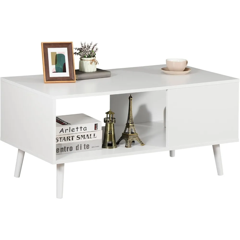 

Современный журнальный столик середины века, деревянный журнальный столик в стиле ретро с открытой полкой для хранения для гостиной, приемной, легкой задницы